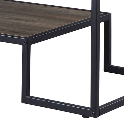 Rustic Oak and Black Coffee Table with Shelf image 4