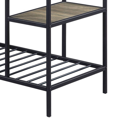 Rustic Oak and Black Kitchen Island with Open Shelving image 4