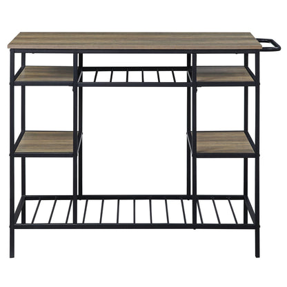 Rustic Oak and Black Kitchen Island with Open Shelving image 2