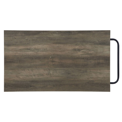 Rustic Oak and Black Kitchen Island with Open Shelving image 5