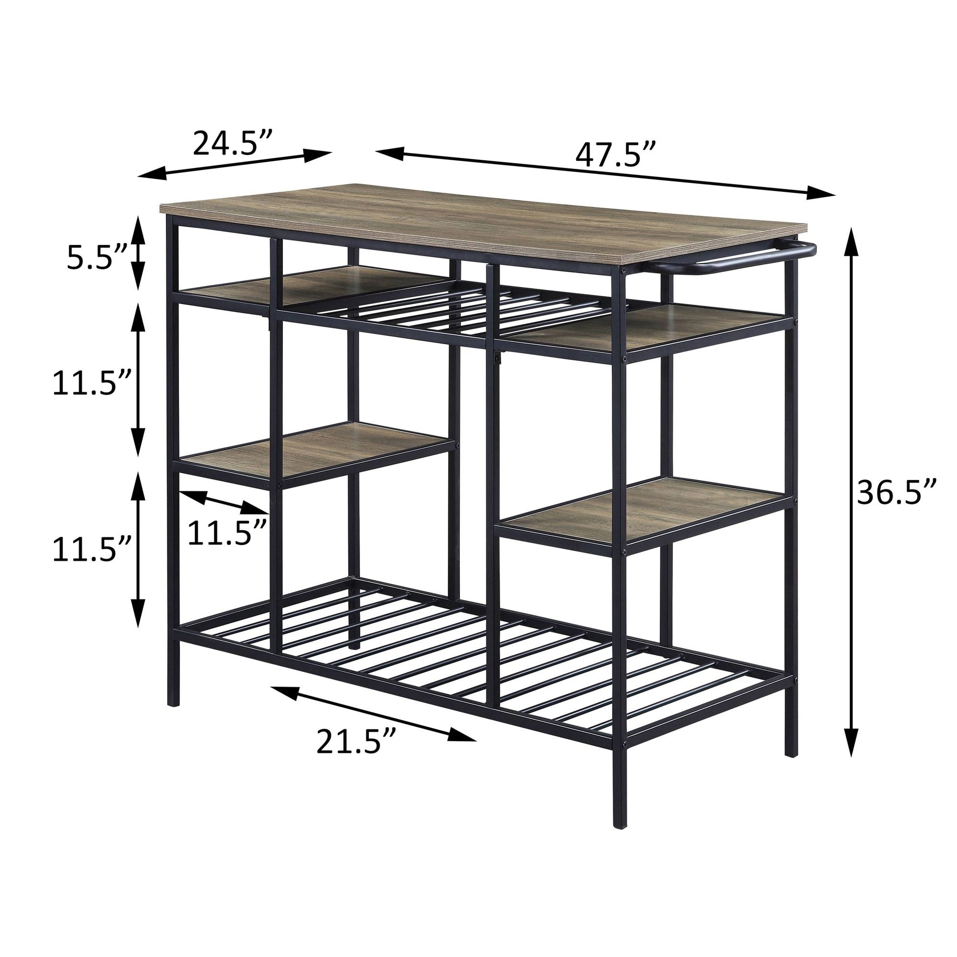 Rustic Oak and Black Kitchen Island with Open Shelving image 6