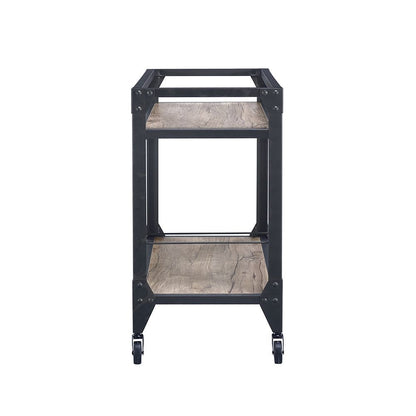 Rustic Oak and Charcoal 2-shelf Serving Cart image 4