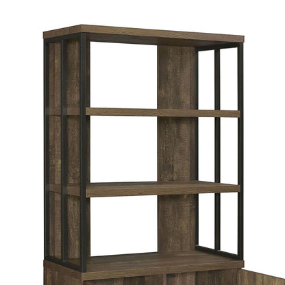 Rustic Oak Herringbone 2-Door Bookcase image 5