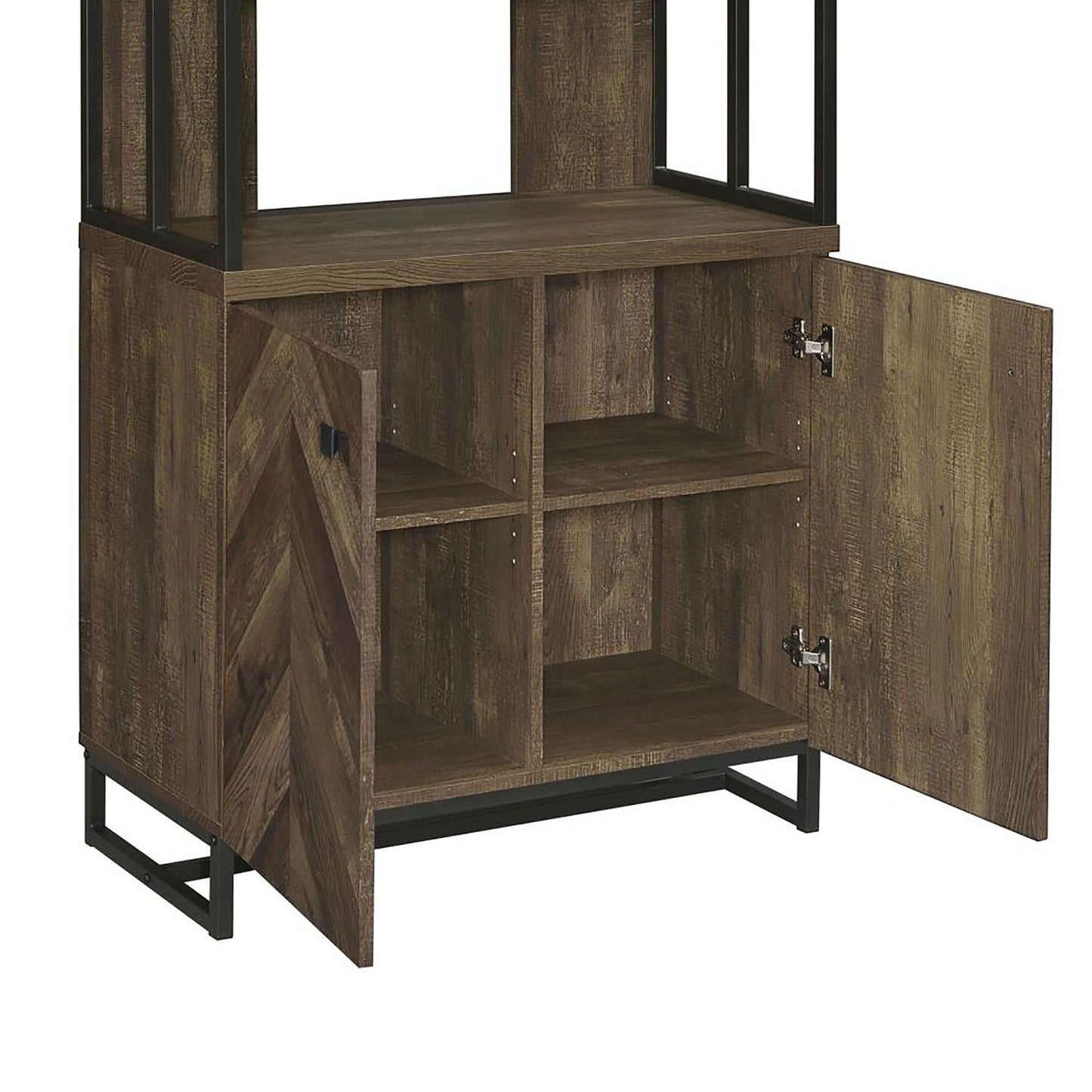 Rustic Oak Herringbone 2-Door Bookcase image 4