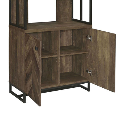 Rustic Oak Herringbone 2-Door Bookcase image 4