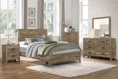 Rustic Style Dresser w 6 Storage Drawers Weathered Pine Finish Wooden Bedroom Furniture image 5