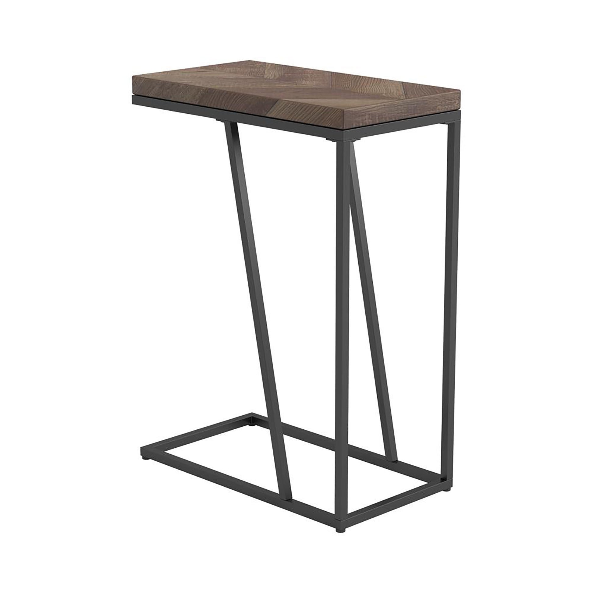 Rustic Tobacco Herringbone and Sandy Black Accent Table image 7