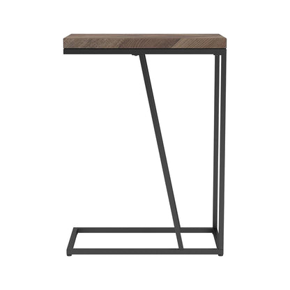 Rustic Tobacco Herringbone and Sandy Black Accent Table image 3