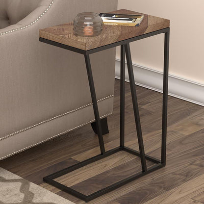 Rustic Tobacco Herringbone and Sandy Black Accent Table image 1