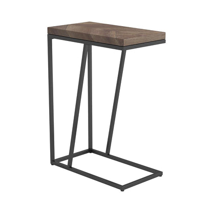 Rustic Tobacco Herringbone and Sandy Black Accent Table image 2