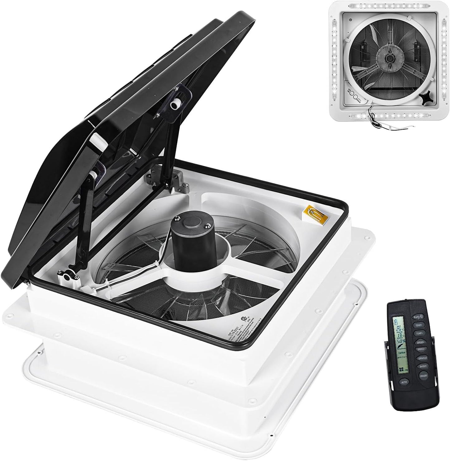 RV Roof Vent Fan 14",Continuously Variable Reversible 12V Remote Control Trailer Roof Vent Low Noise with Rain Sensor,UV image 8
