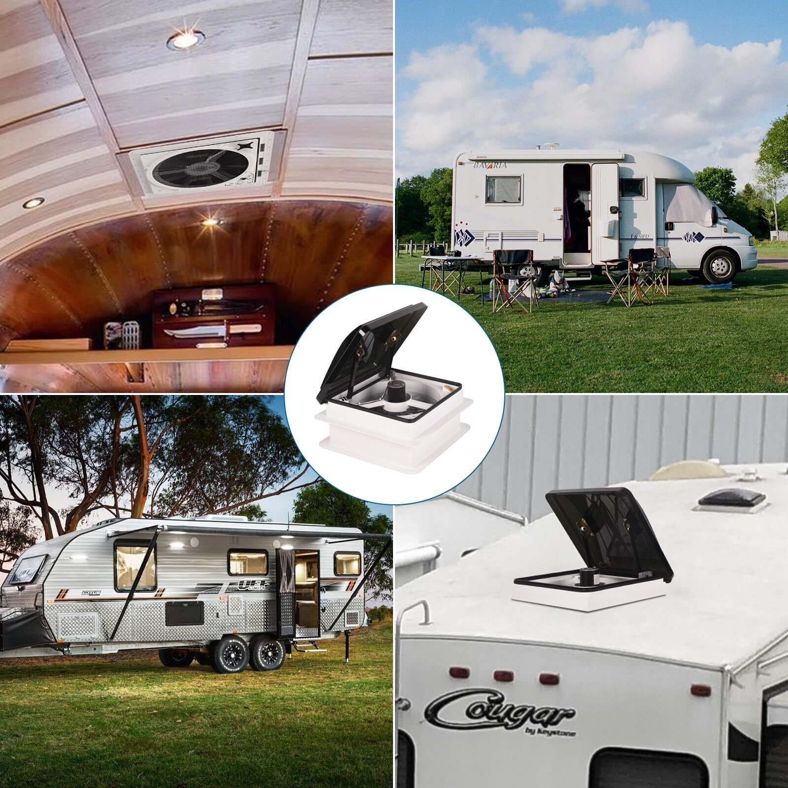 RV Roof Vent Fan 14",Continuously Variable Reversible 12V Remote Control Trailer Roof Vent Low Noise with Rain Sensor,UV image 7