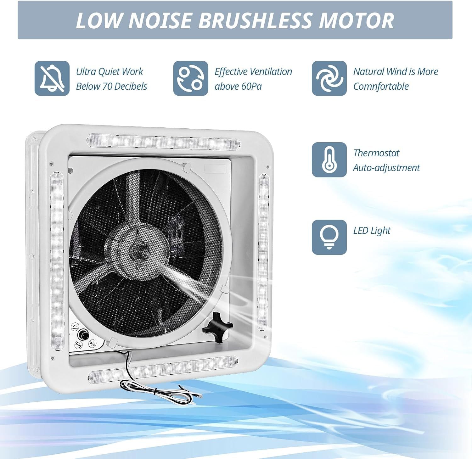 RV Roof Vent Fan 14",Continuously Variable Reversible 12V Remote Control Trailer Roof Vent Low Noise with Rain Sensor,UV image 13