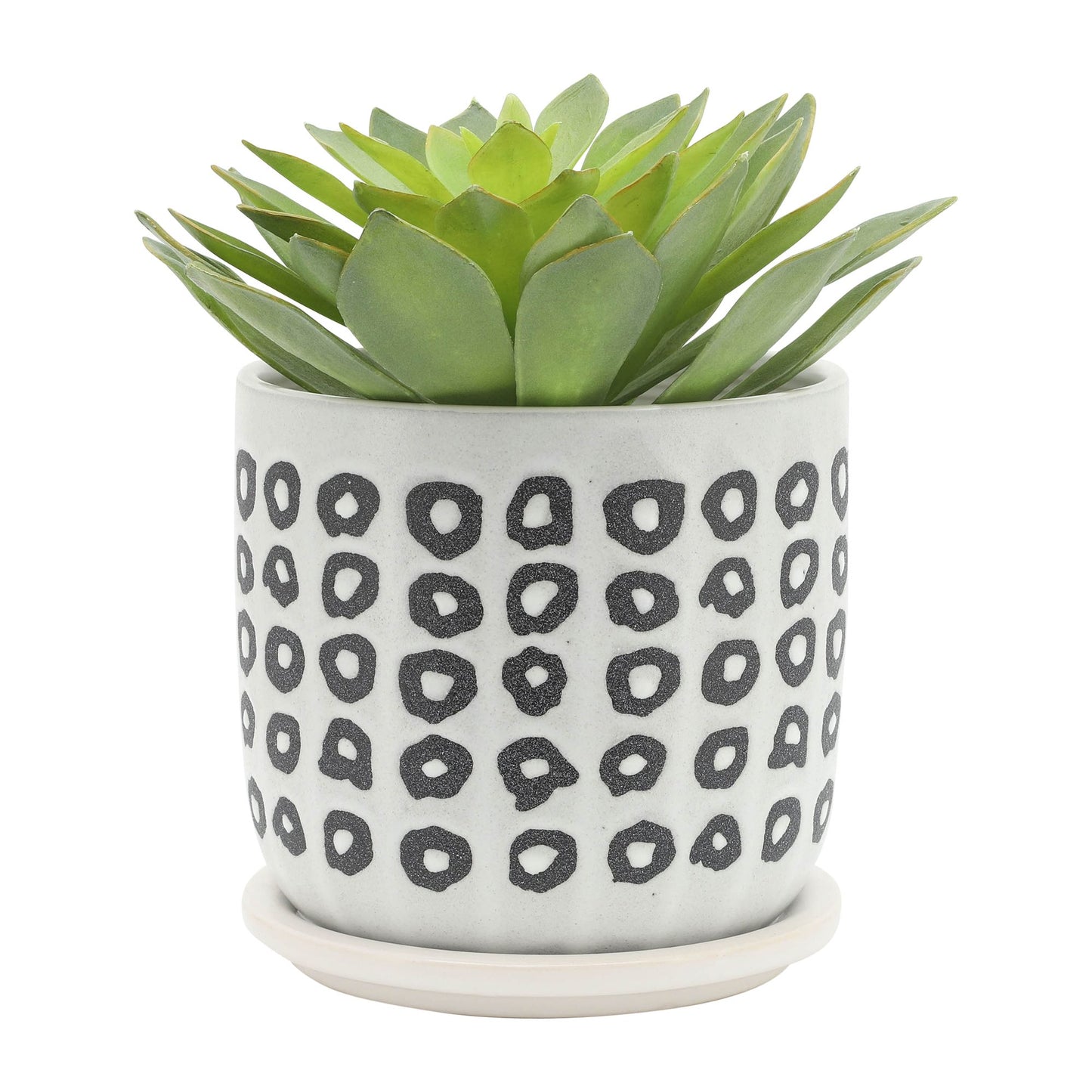 S/2 5/6" AZTEC PLANTER W/ SAUCER, BLACK image 6