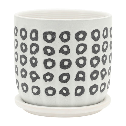 S/2 5/6" AZTEC PLANTER W/ SAUCER, BLACK image 4
