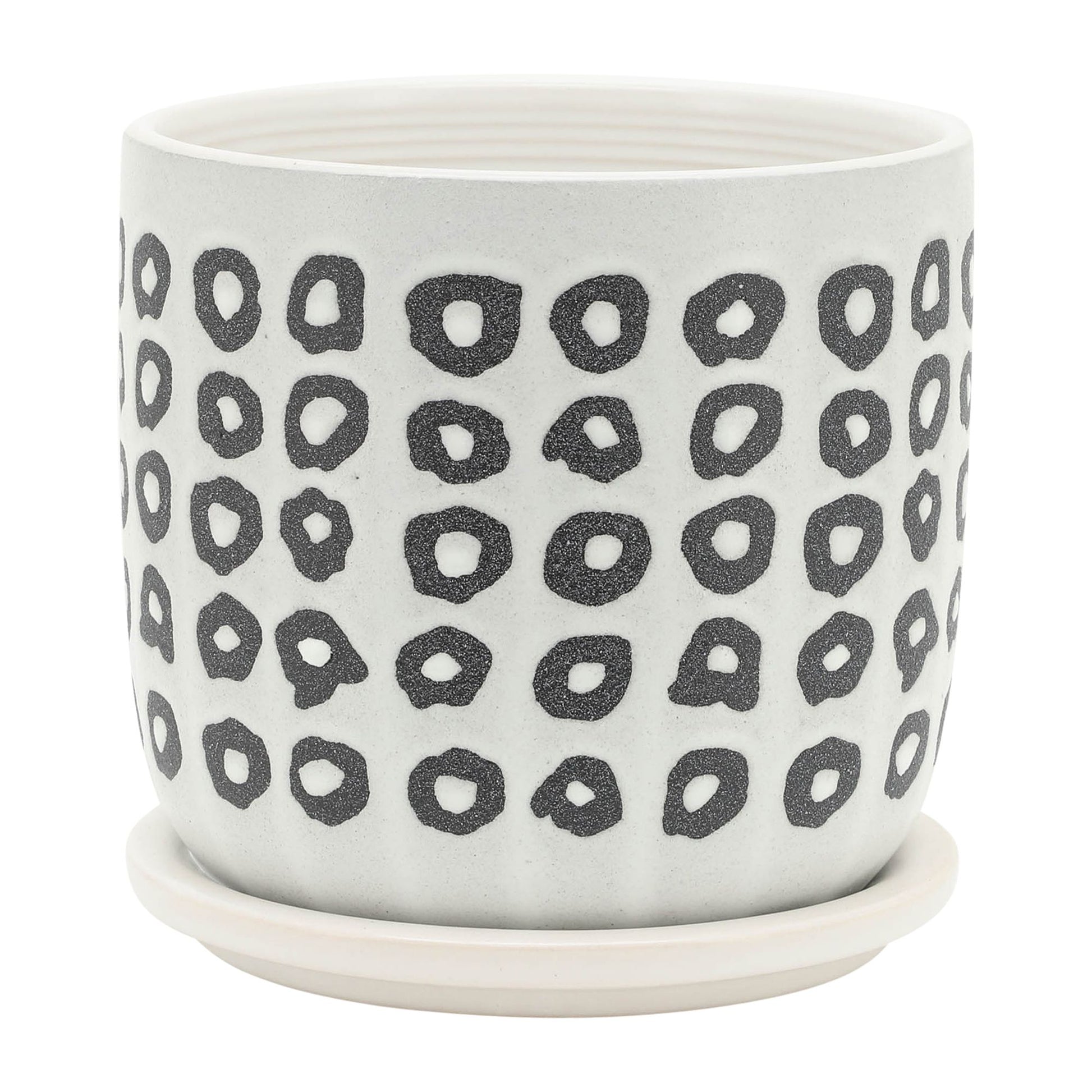 S/2 5/6" AZTEC PLANTER W/ SAUCER, BLACK image 5
