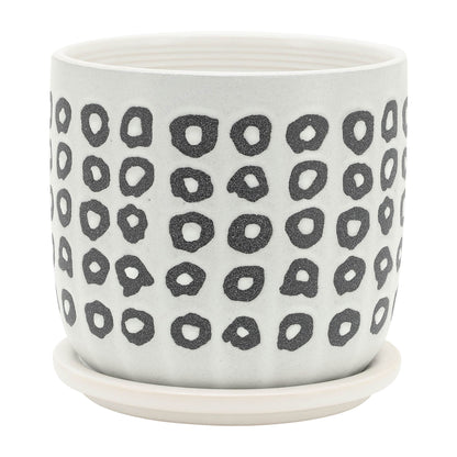 S/2 5/6" AZTEC PLANTER W/ SAUCER, BLACK image 5