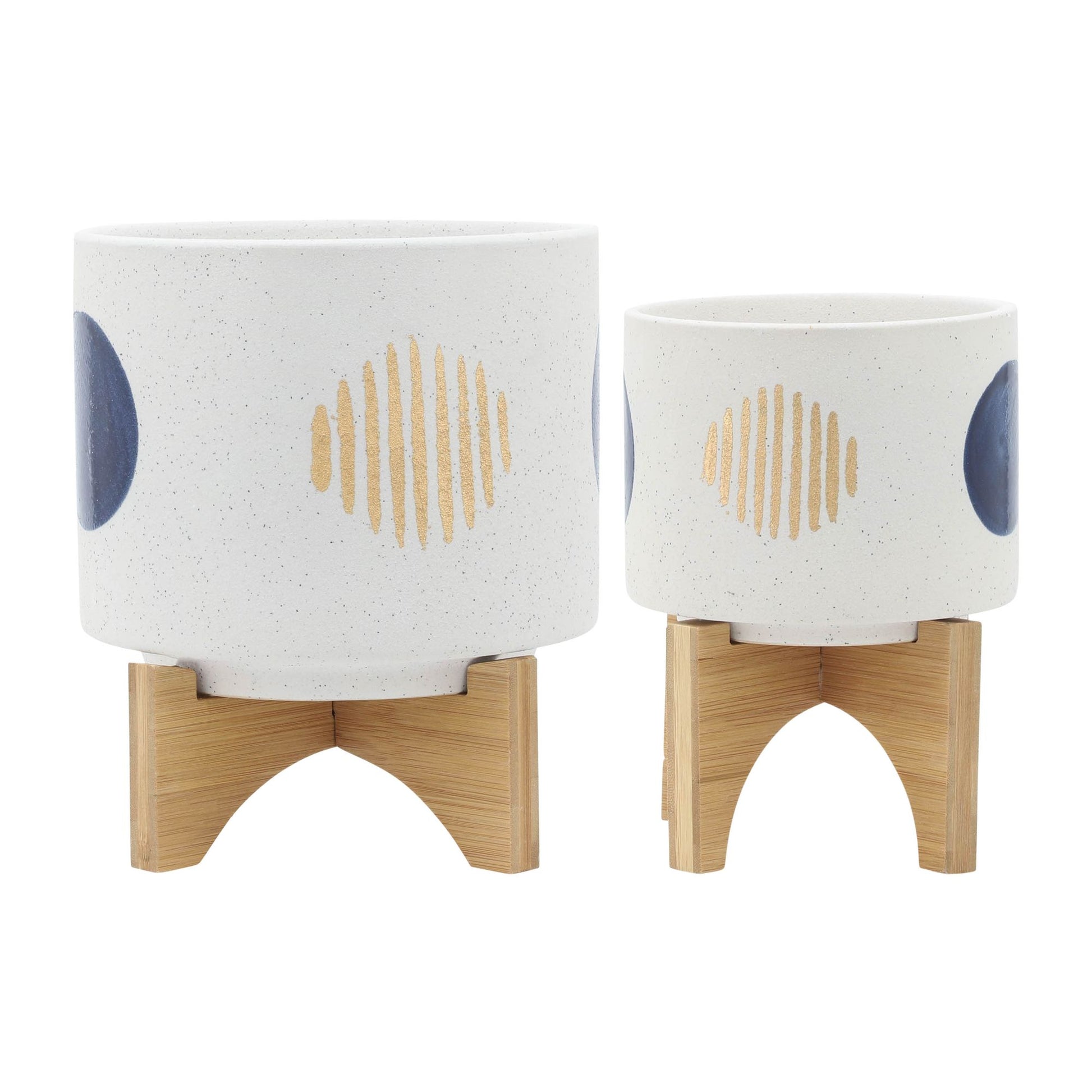 S/2 5/8" FUNKY PLANTER W/ STAND, WHITE image 1