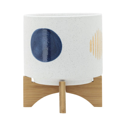 S/2 5/8" FUNKY PLANTER W/ STAND, WHITE image 2