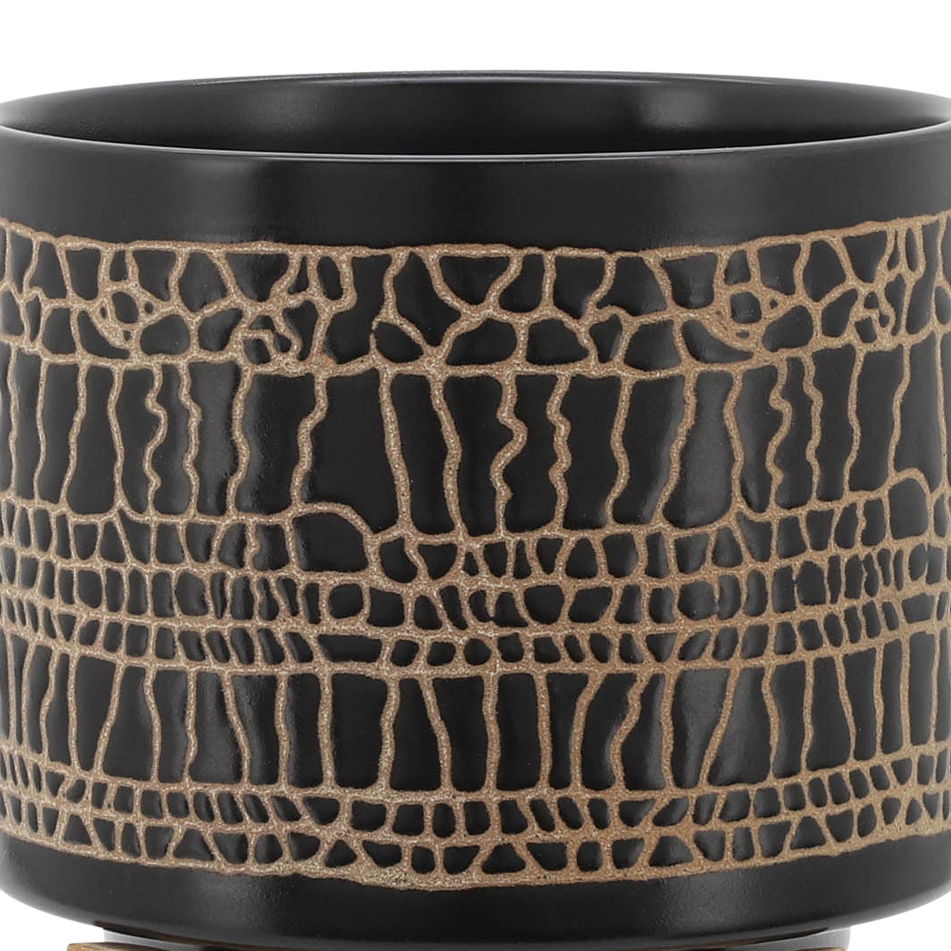 S/2 5/8" GLAZED PLANTER W/ STAND, BLACK image 7