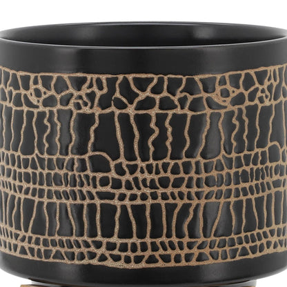 S/2 5/8" GLAZED PLANTER W/ STAND, BLACK image 7