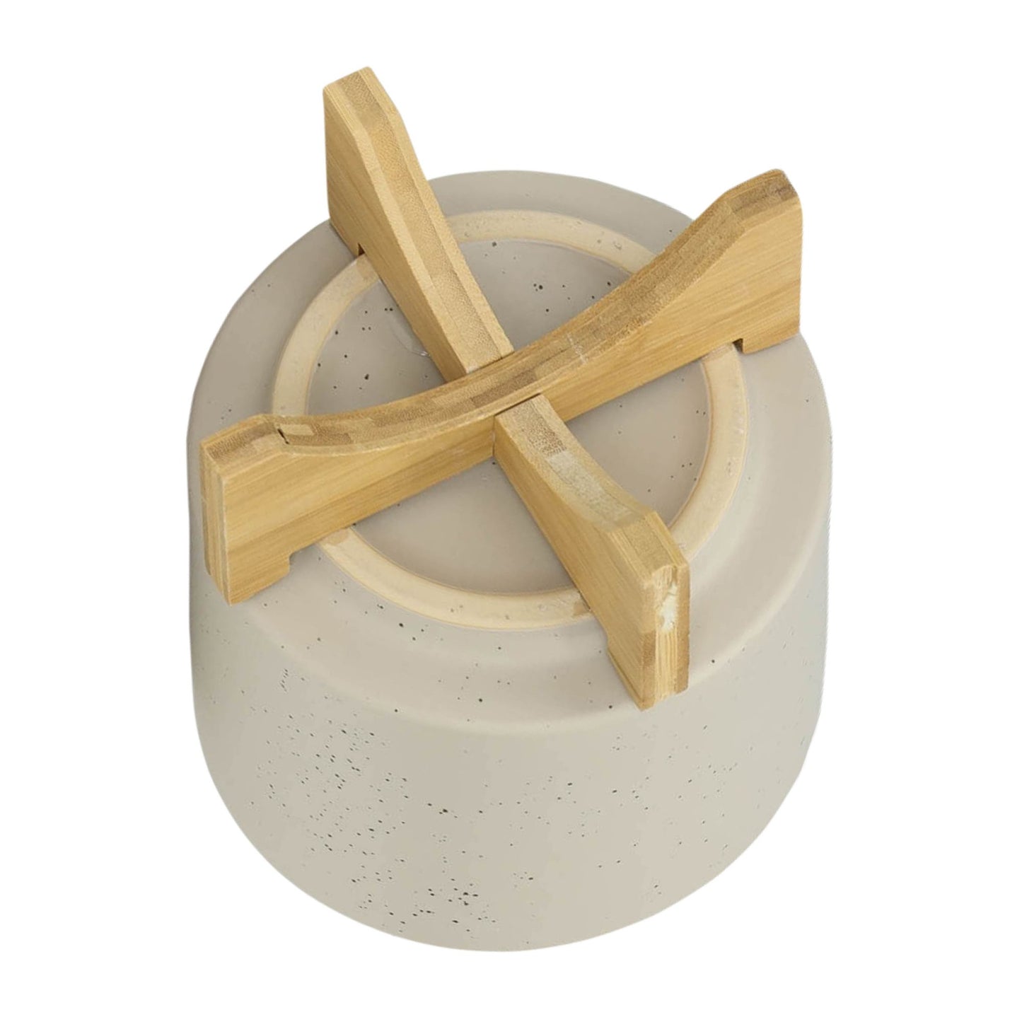 S/2 5/8" PLANTER W/ WOOD STAND, MATTE BEIGE image 6