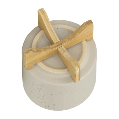 S/2 5/8" PLANTER W/ WOOD STAND, MATTE BEIGE image 6