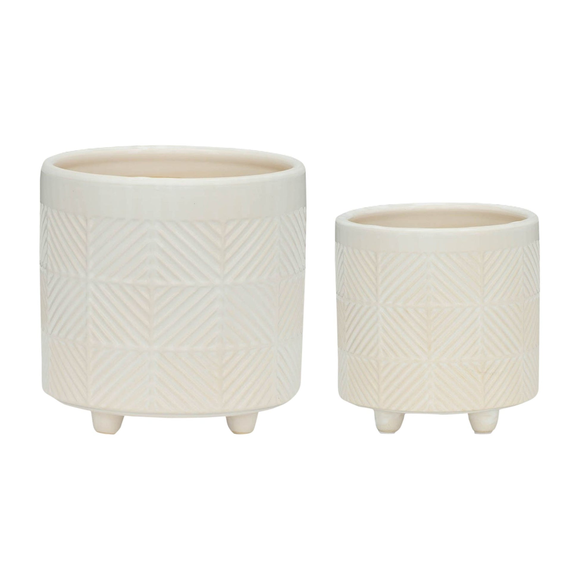 S/2 6/8" TEXTURED PLANTERS, SHINY WHITE image 1