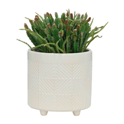 S/2 6/8" TEXTURED PLANTERS, SHINY WHITE image 3