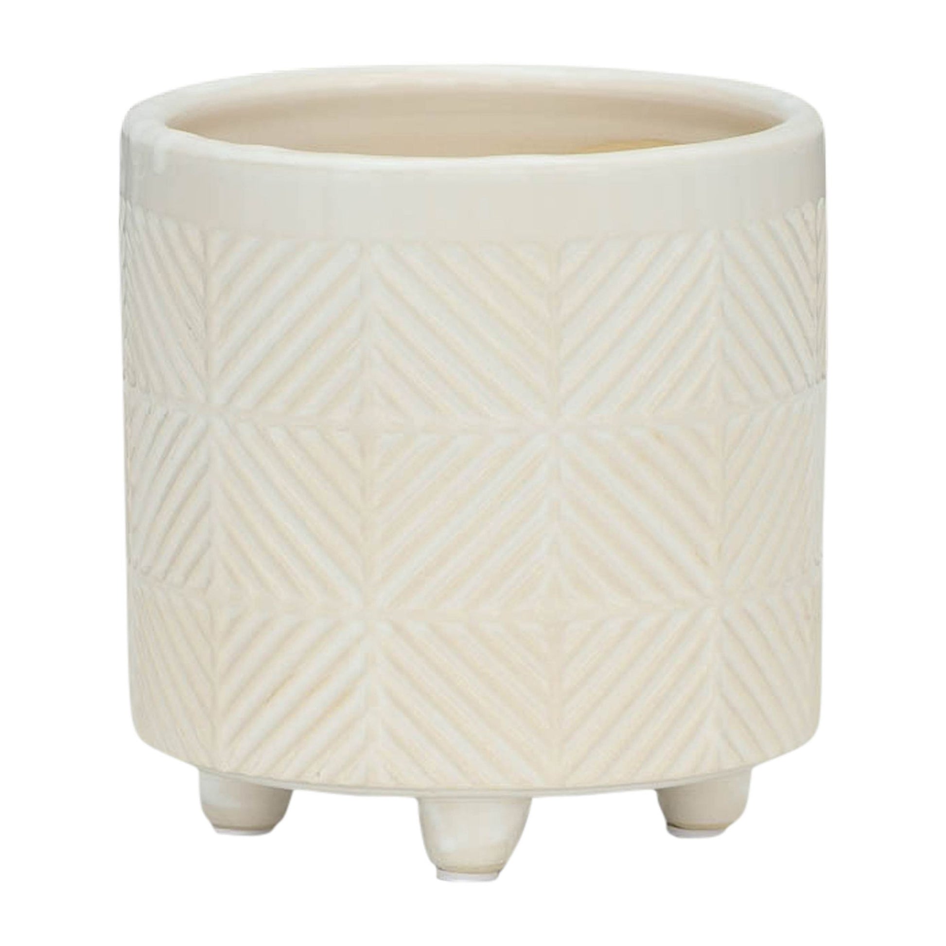 S/2 6/8" TEXTURED PLANTERS, SHINY WHITE image 2