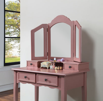 Sanlo Wooden Vanity Make Up Table and Stool Set, Rose Gold image 3