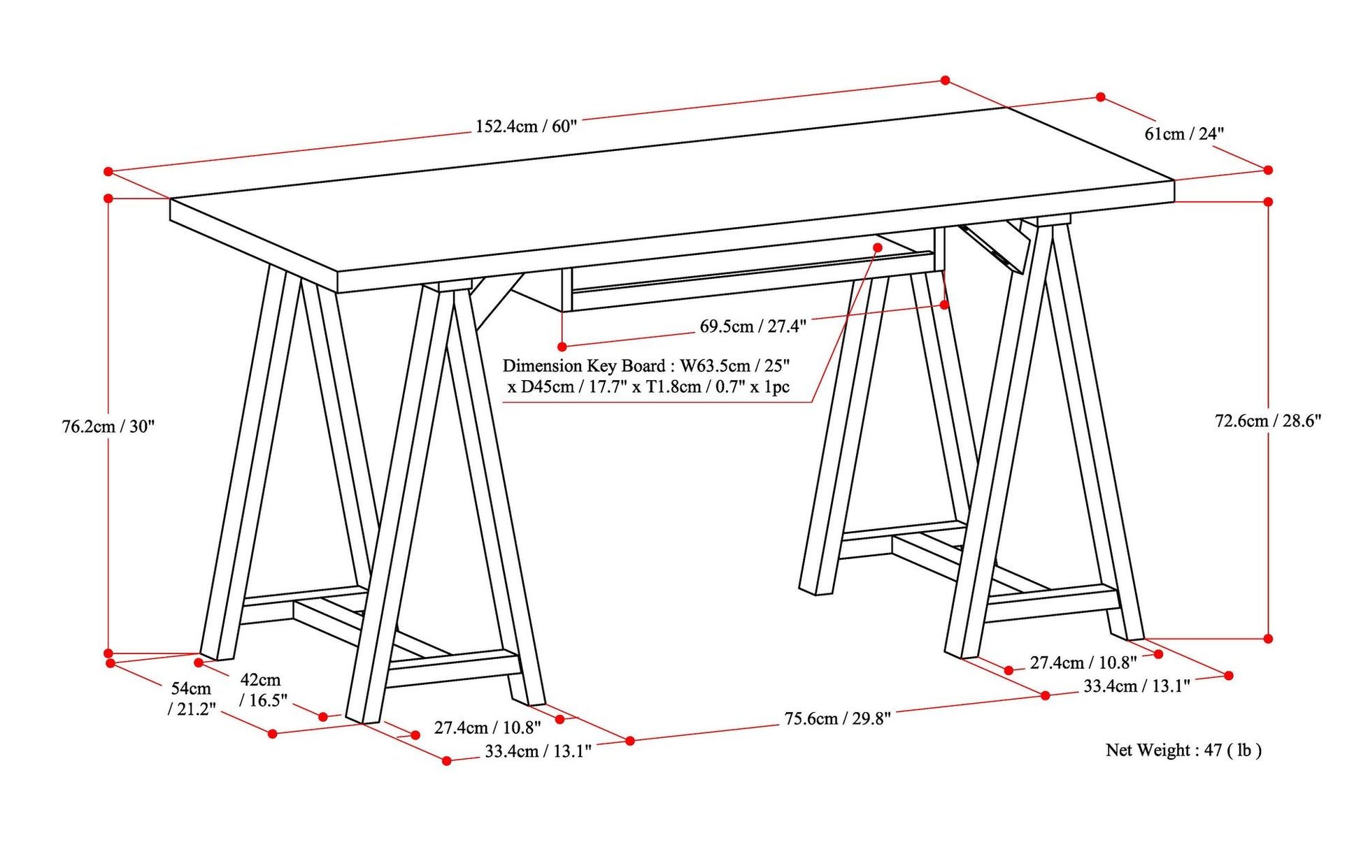 Sawhorse - Desk - Dark Chestnut Brown image 8