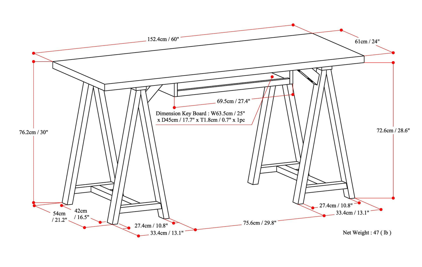 Sawhorse - Desk - White image 6