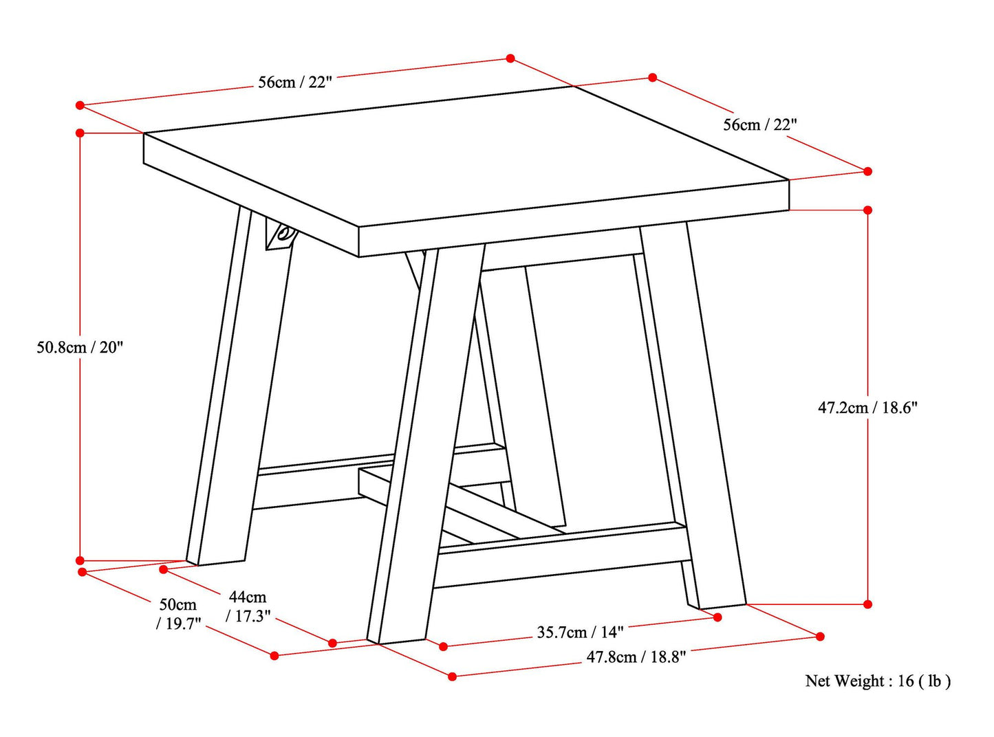 Sawhorse - End Table - Distressed Grey image 6