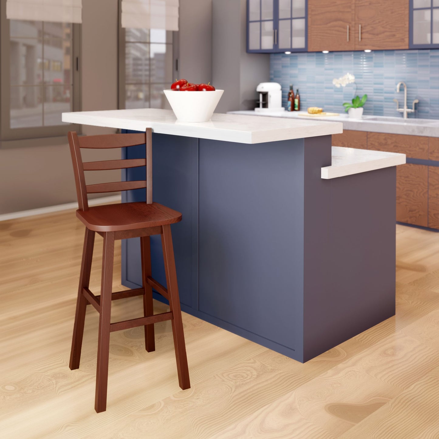 Scalera Ladder Back Swivel Seat Bar Stool; Walnut image 5