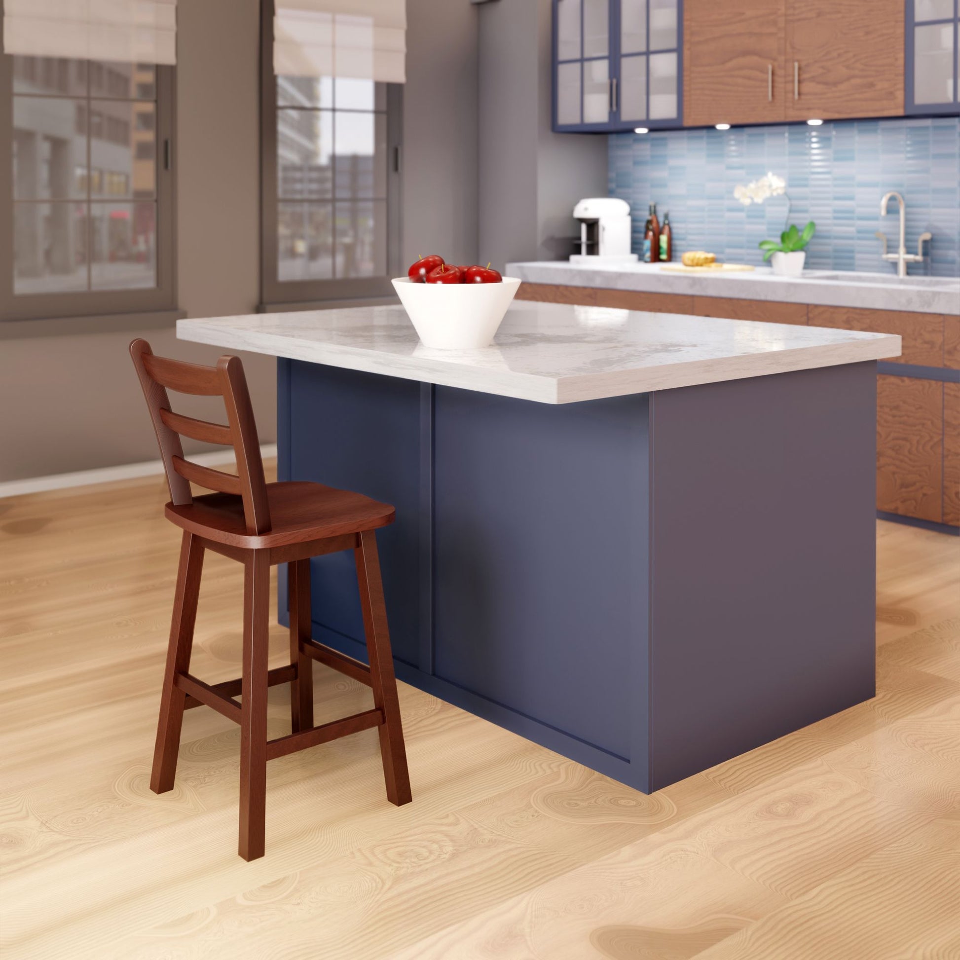 Scalera Ladder Back Swivel Seat Counter Stool; Walnut image 8