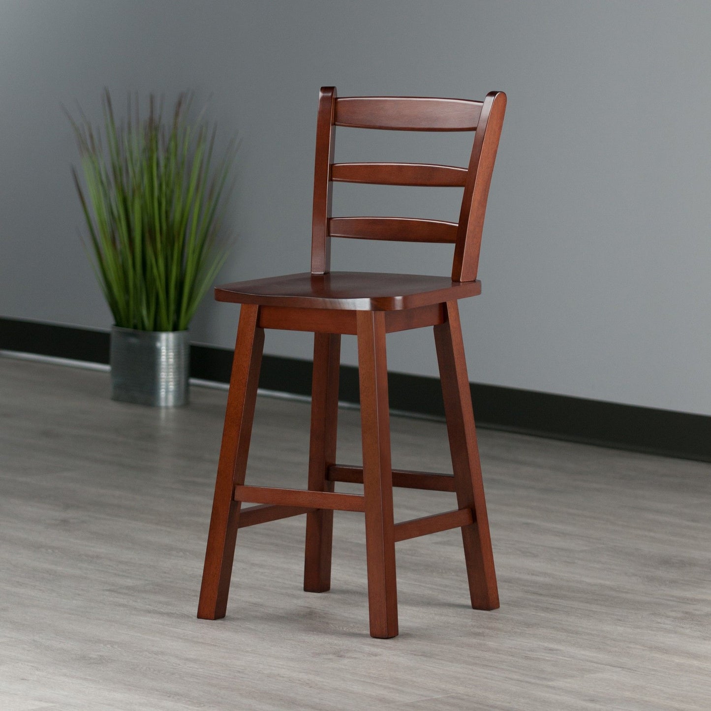 Scalera Ladder Back Swivel Seat Counter Stool; Walnut image 1