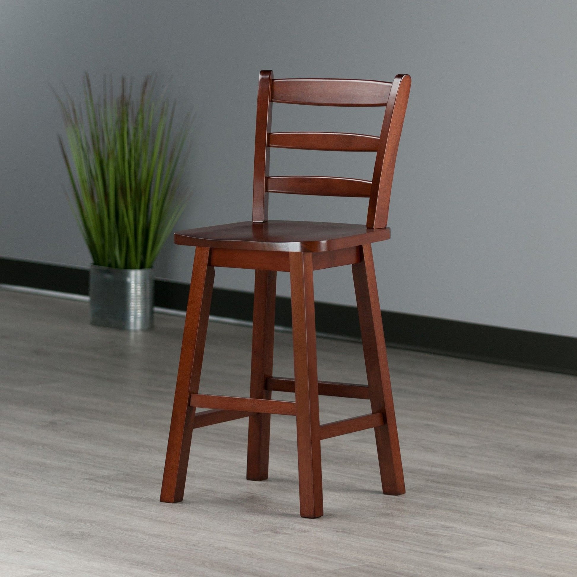 Scalera Ladder Back Swivel Seat Counter Stool; Walnut image 1