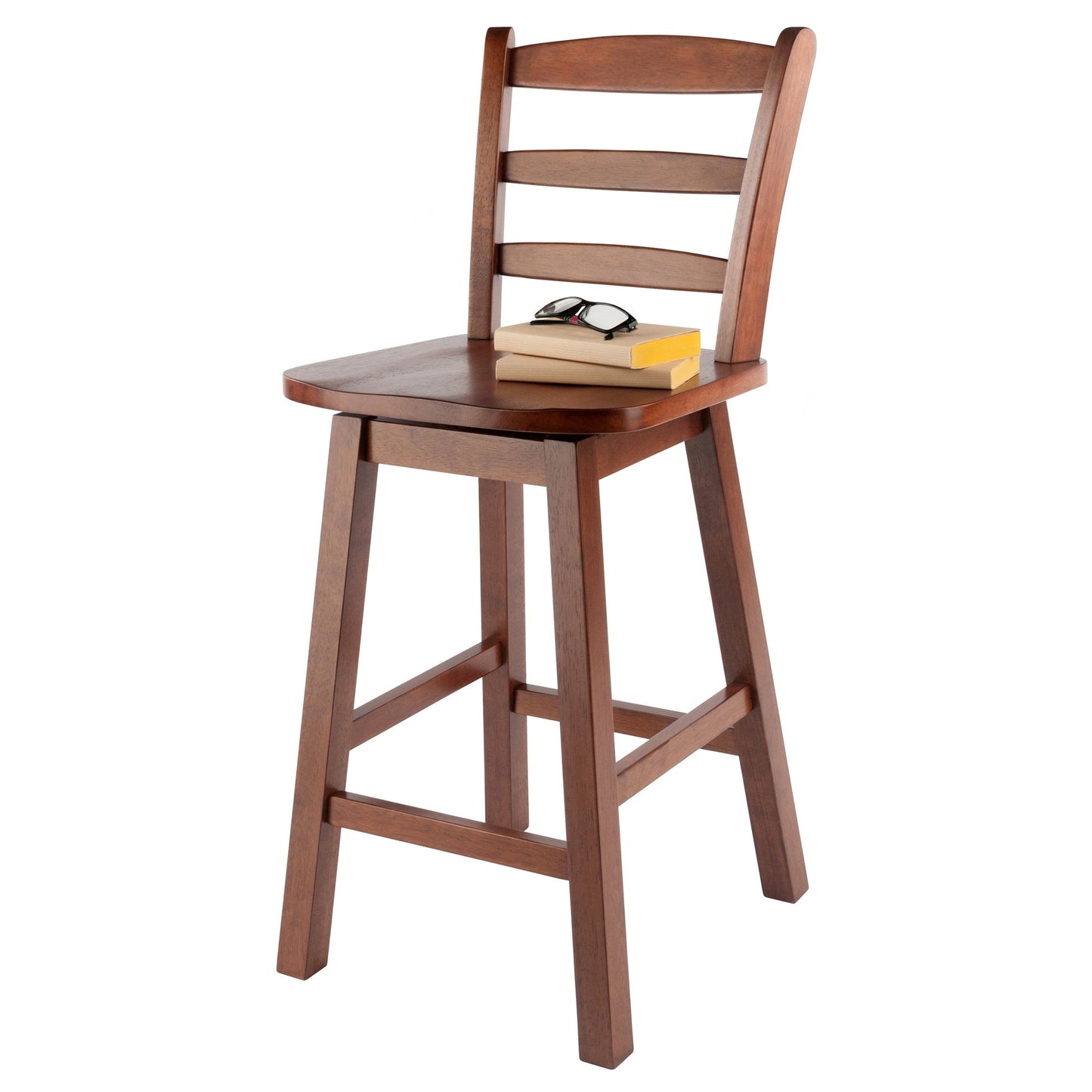 Scalera Ladder Back Swivel Seat Counter Stool; Walnut image 9