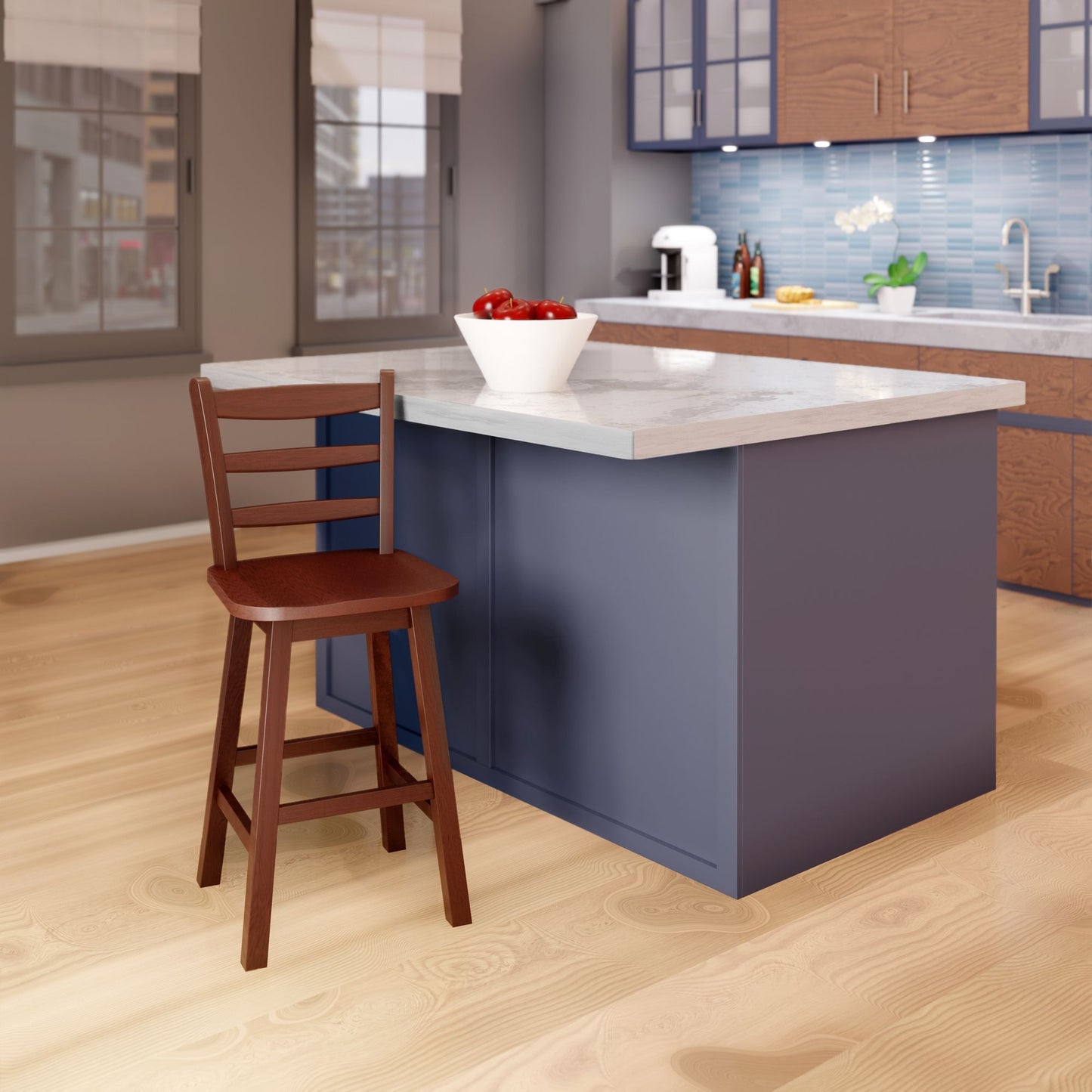 Scalera Ladder Back Swivel Seat Counter Stool; Walnut image 3