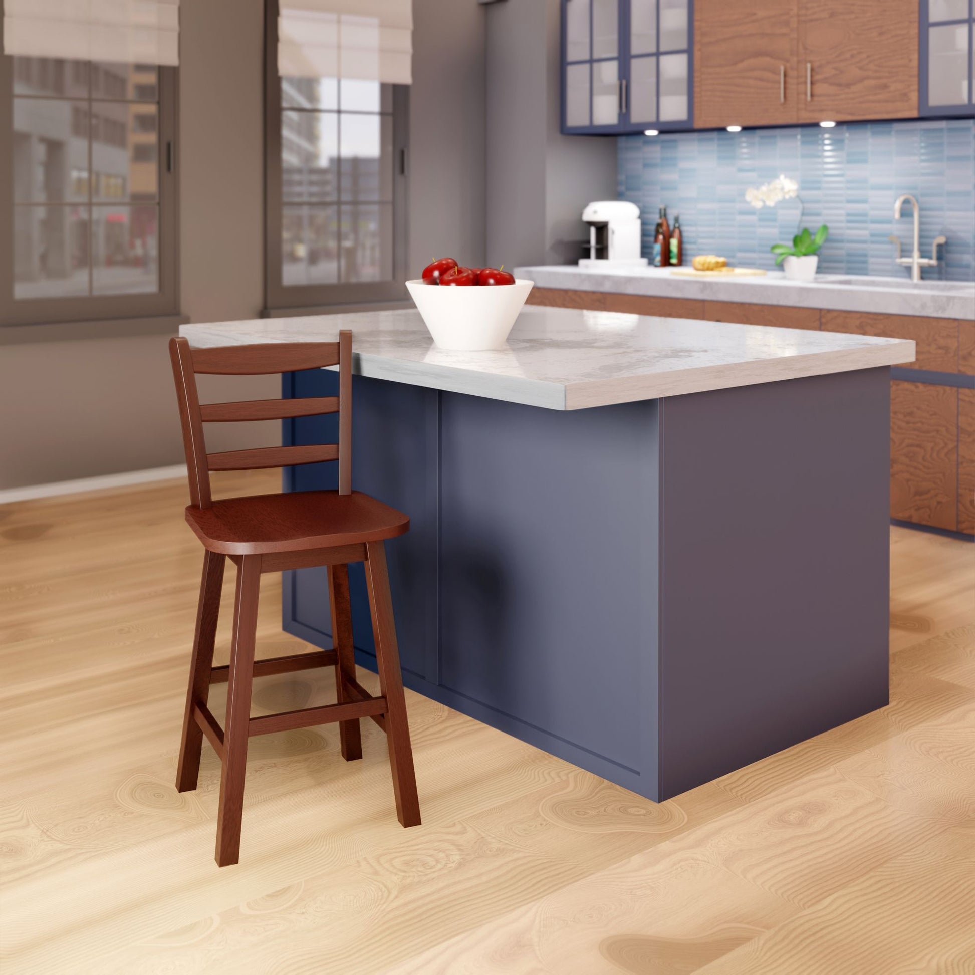 Scalera Ladder Back Swivel Seat Counter Stool; Walnut image 3
