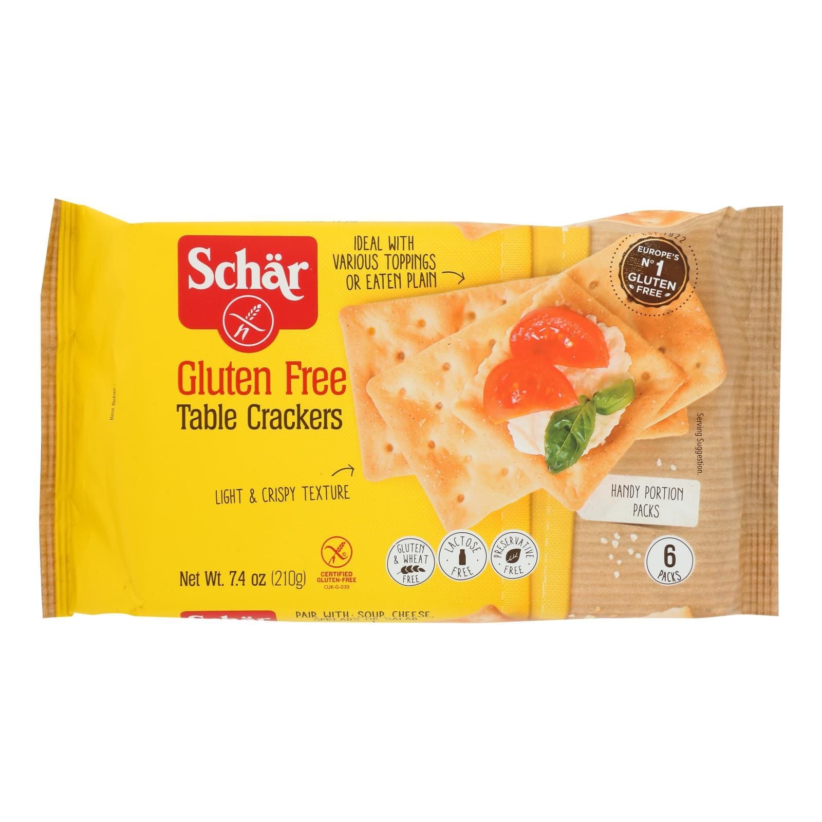 Schär Gluten Free Table Crackers - Case Of 5 - 7.4 Oz image 1