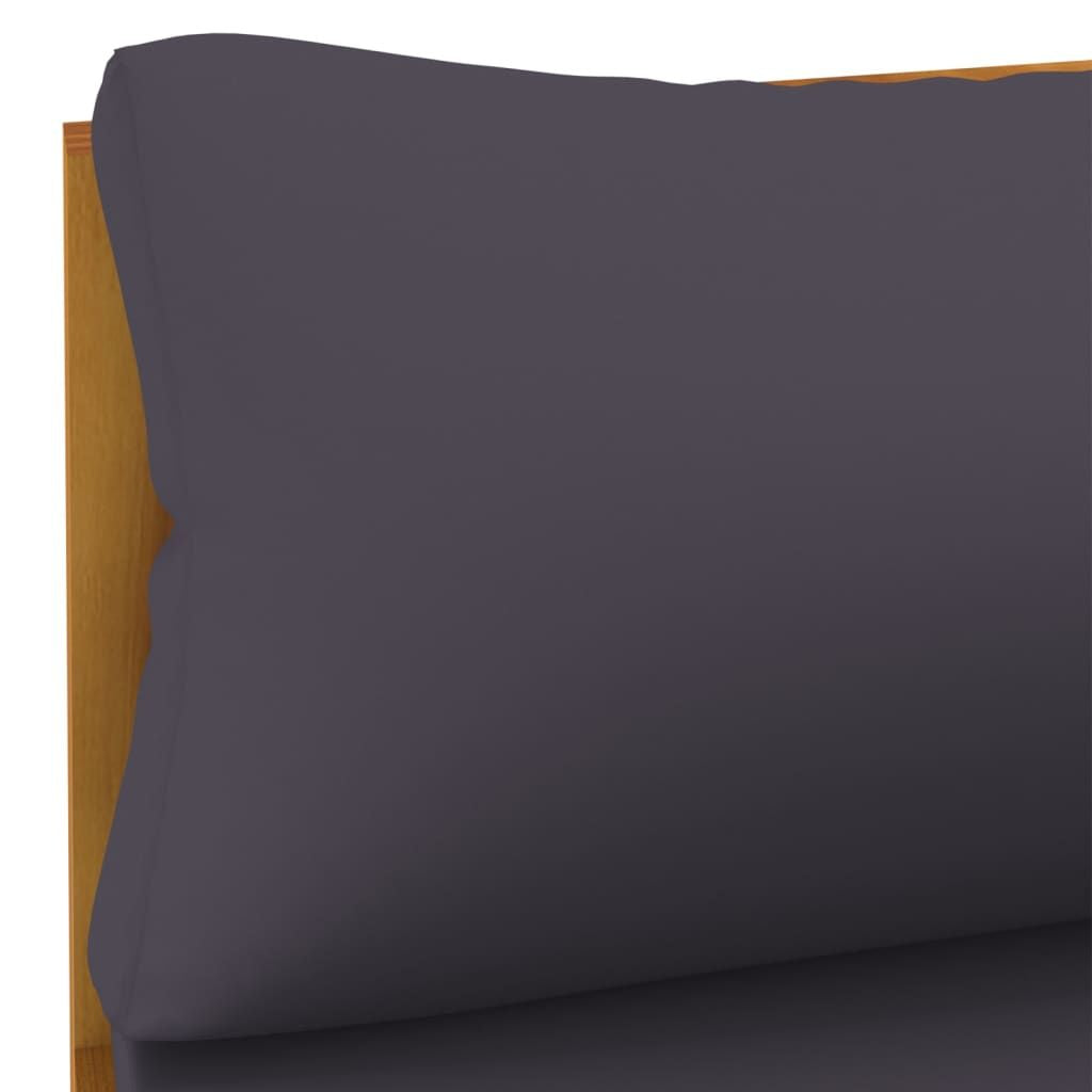 Sectional Middle Sofa with Dark Gray Cushions Solid Acacia Wood image 6