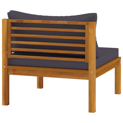 Sectional Middle Sofa with Dark Gray Cushions Solid Acacia Wood image 5