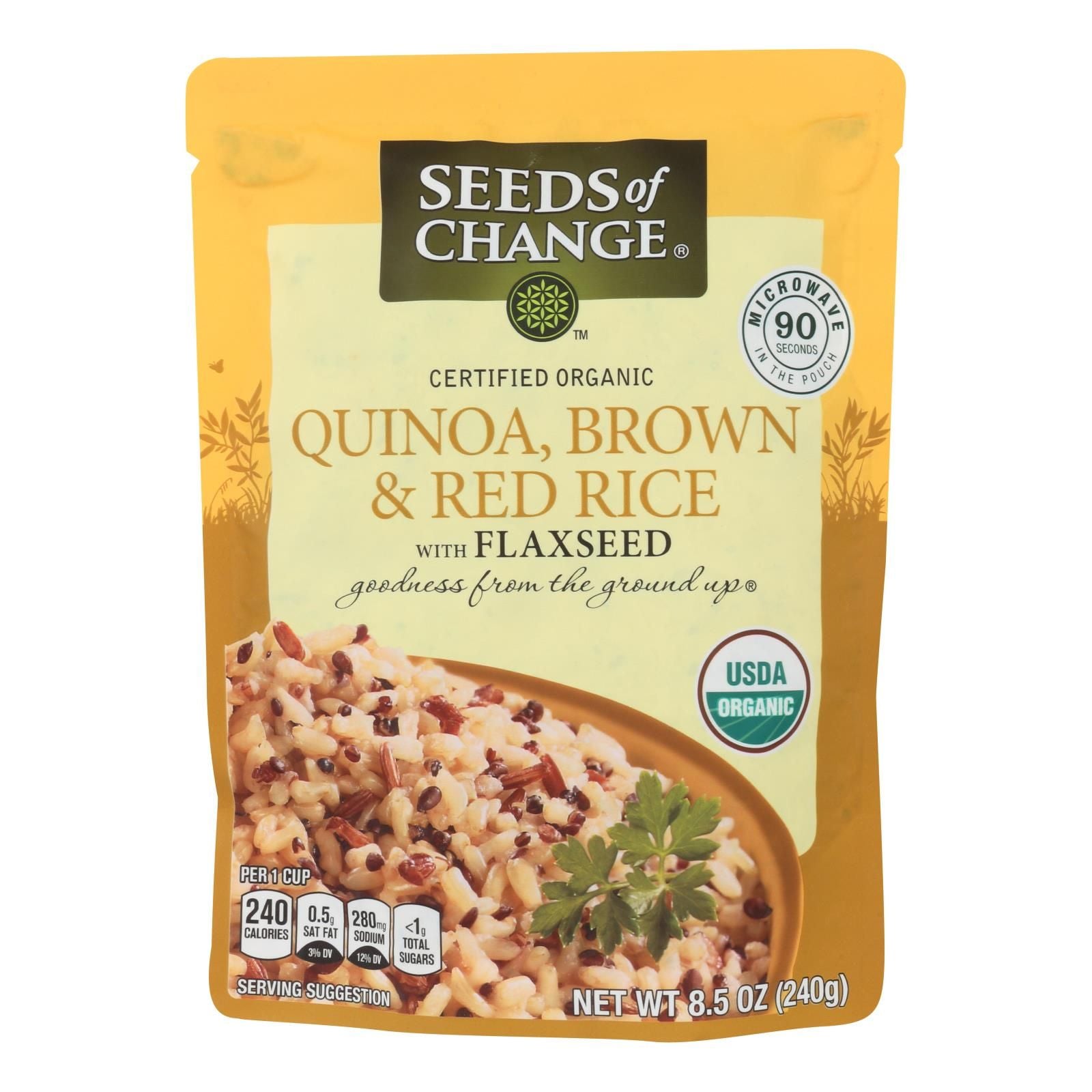 Seeds Of Change Organic Quinoa Brown And Red Rice With Flaxseed - Case Of 12 - 8.5 Oz image 1