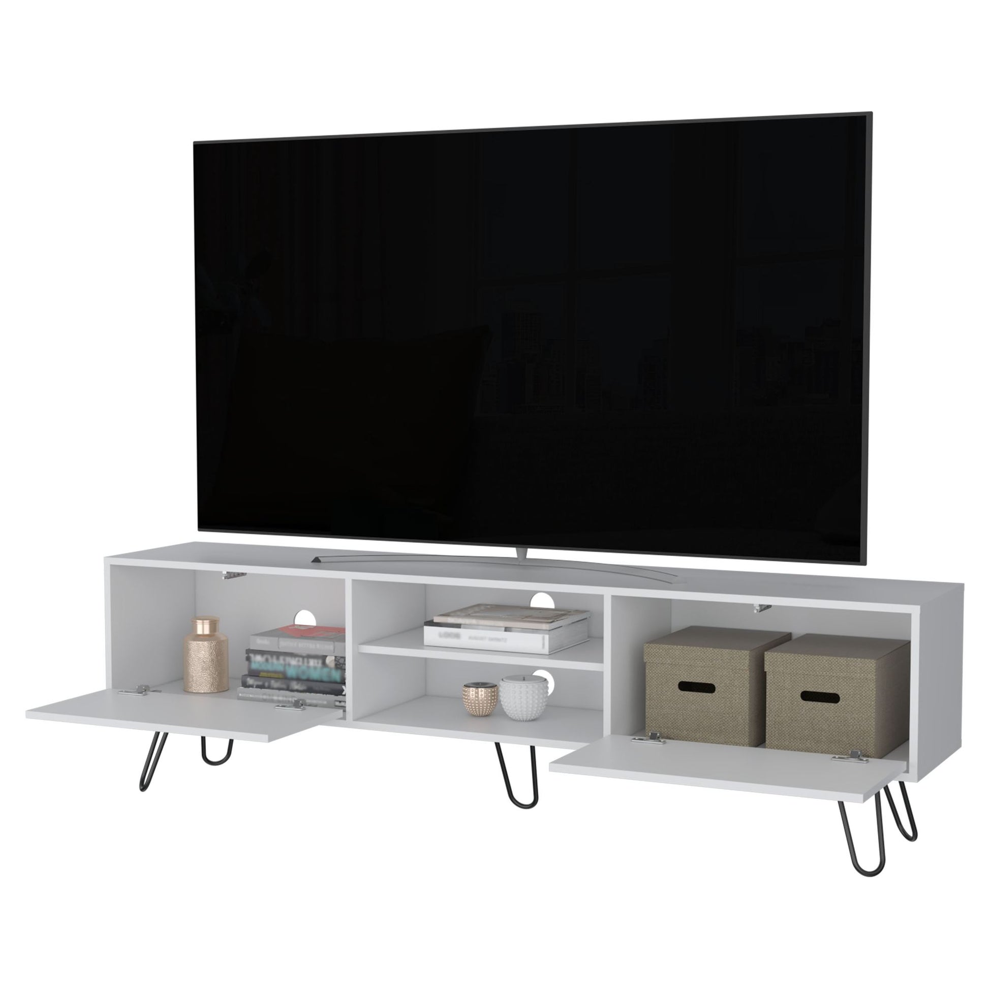 Selby TV Rack, Hairpin Leg Design with Spacious Storage image 7