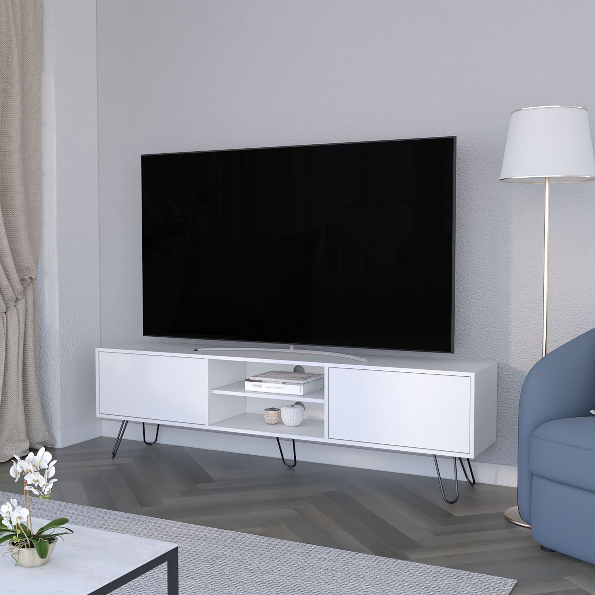 Selby TV Rack, Hairpin Leg Design with Spacious Storage image 1