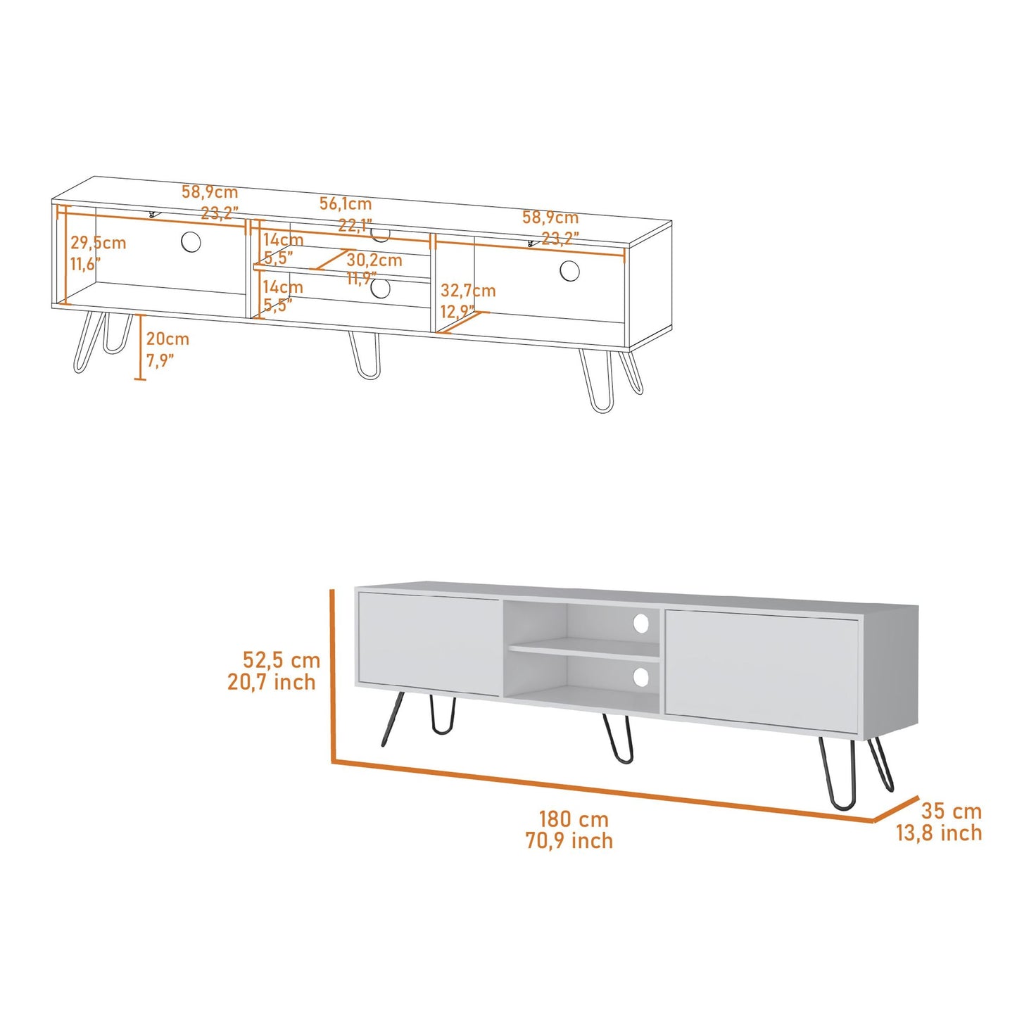 Selby TV Rack, Hairpin Leg Design with Spacious Storage image 3