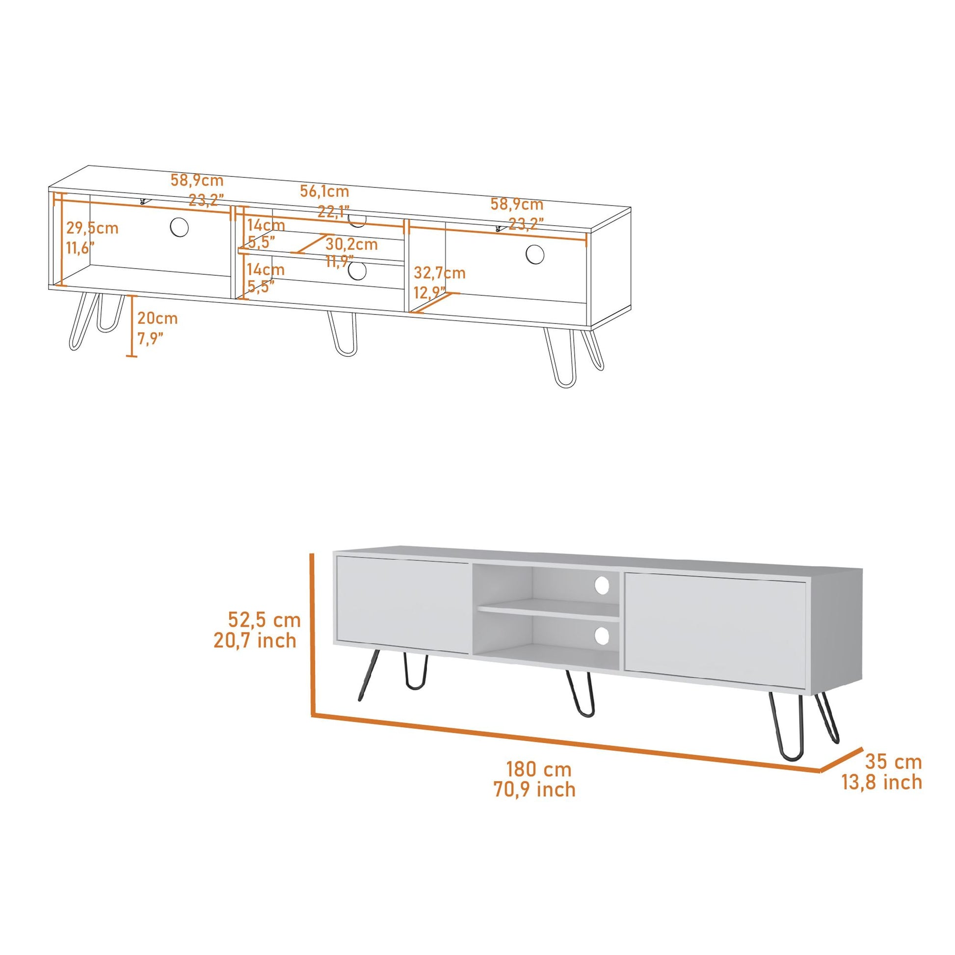 Selby TV Rack, Hairpin Leg Design with Spacious Storage image 3