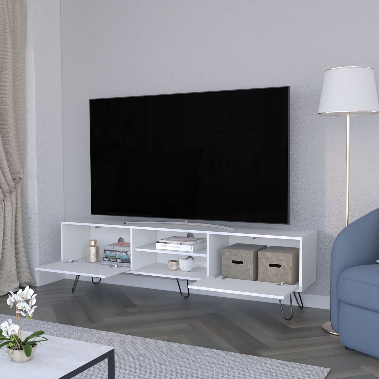 Selby TV Rack, Hairpin Leg Design with Spacious Storage image 5